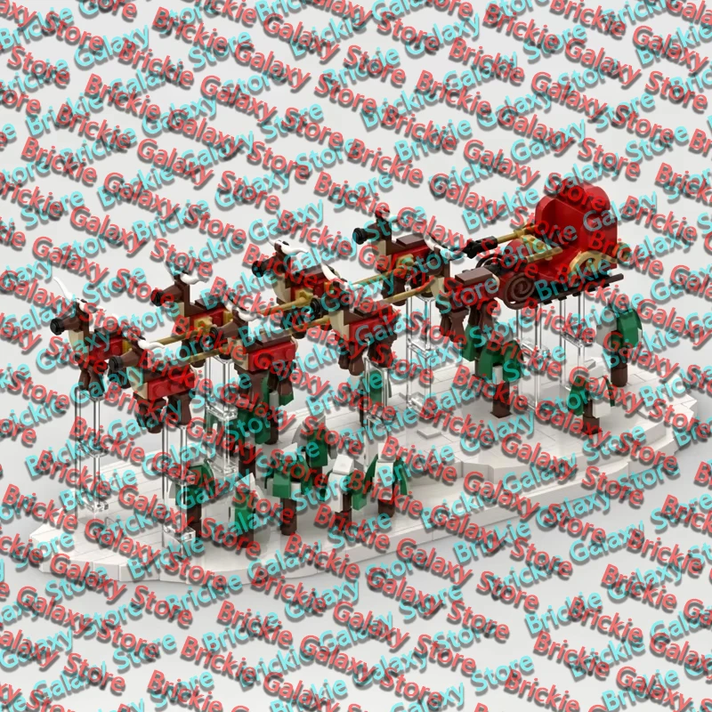 QWERT City Street View Model MOC Building Bricks Christmas Sleigh Diorama Modular Technology Toys Suit Display Christmas Gift