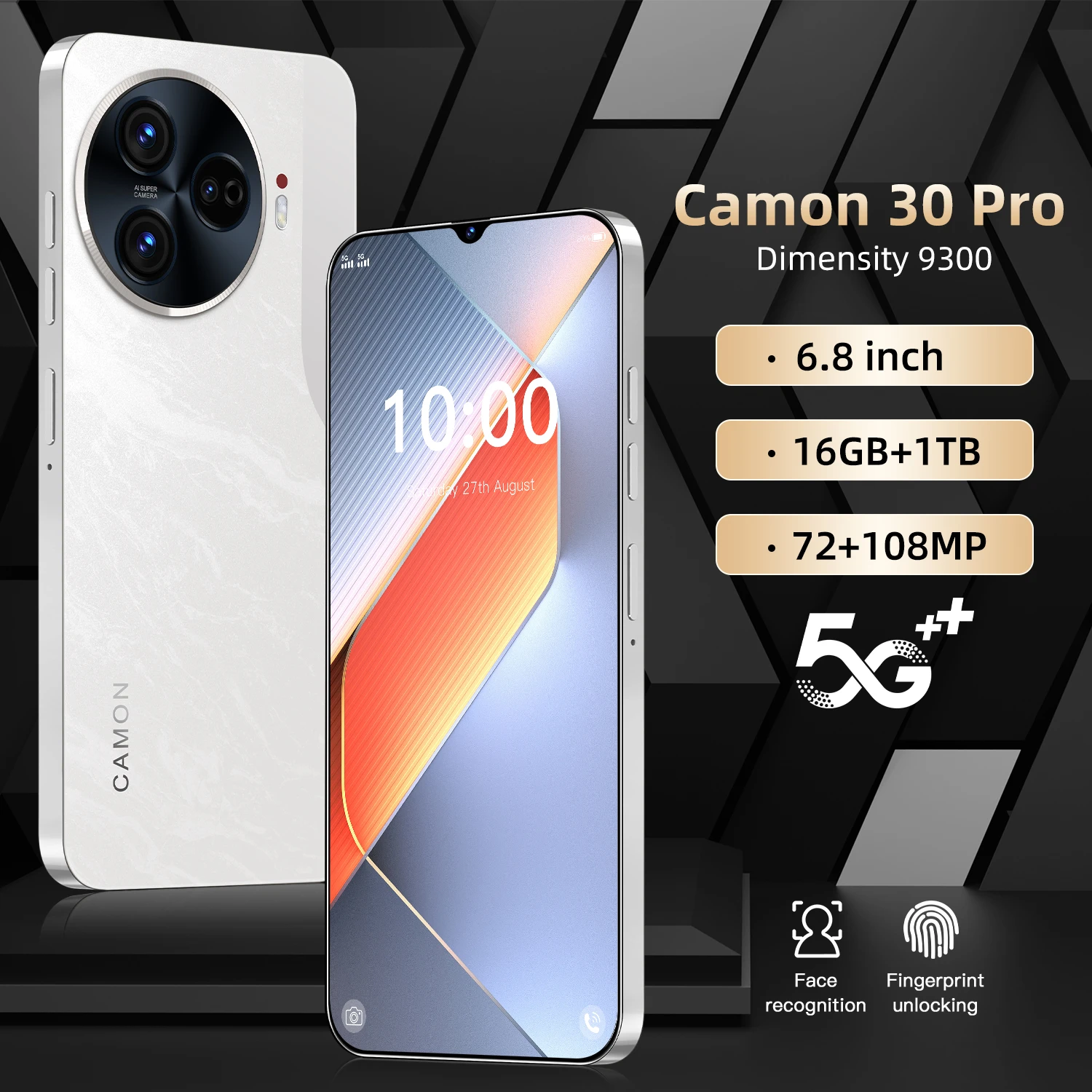 Global Version Camon 30 Pro Mobile Phones Dimensity 9300 Smartphone 5G 6800mAh Battery Cellphones 16G+1TB Face Unlocked