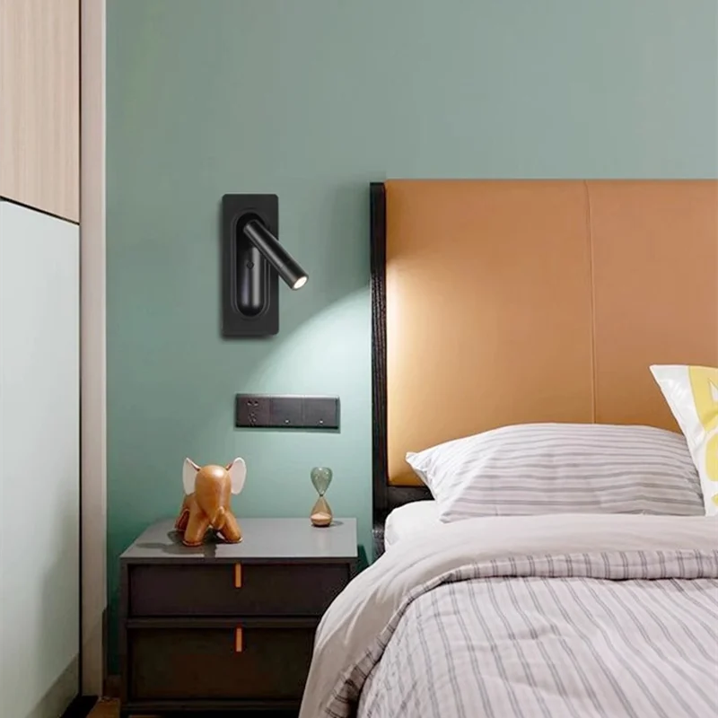 Bedside Lamp Wall Lamp LED Reading Lamp Embedded Spotlight Eye Protection Lamp Hotel Bedroom Study Can Be Rotated 3W5W 110V/220V view 3