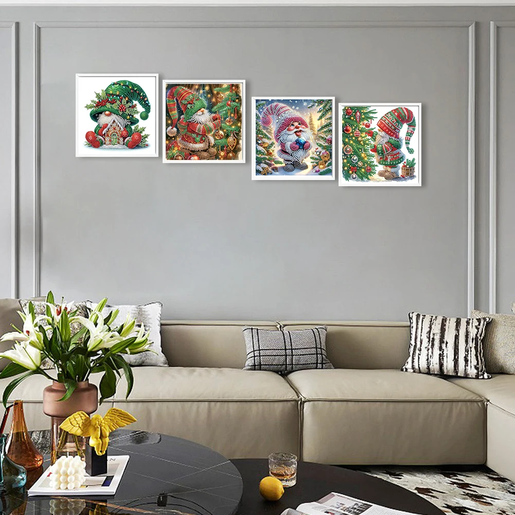 

Набор для алмазной вышивки 5D DIY, 4 шт., 30x30 см, с кристаллами, особой формы, для Рождества (C)