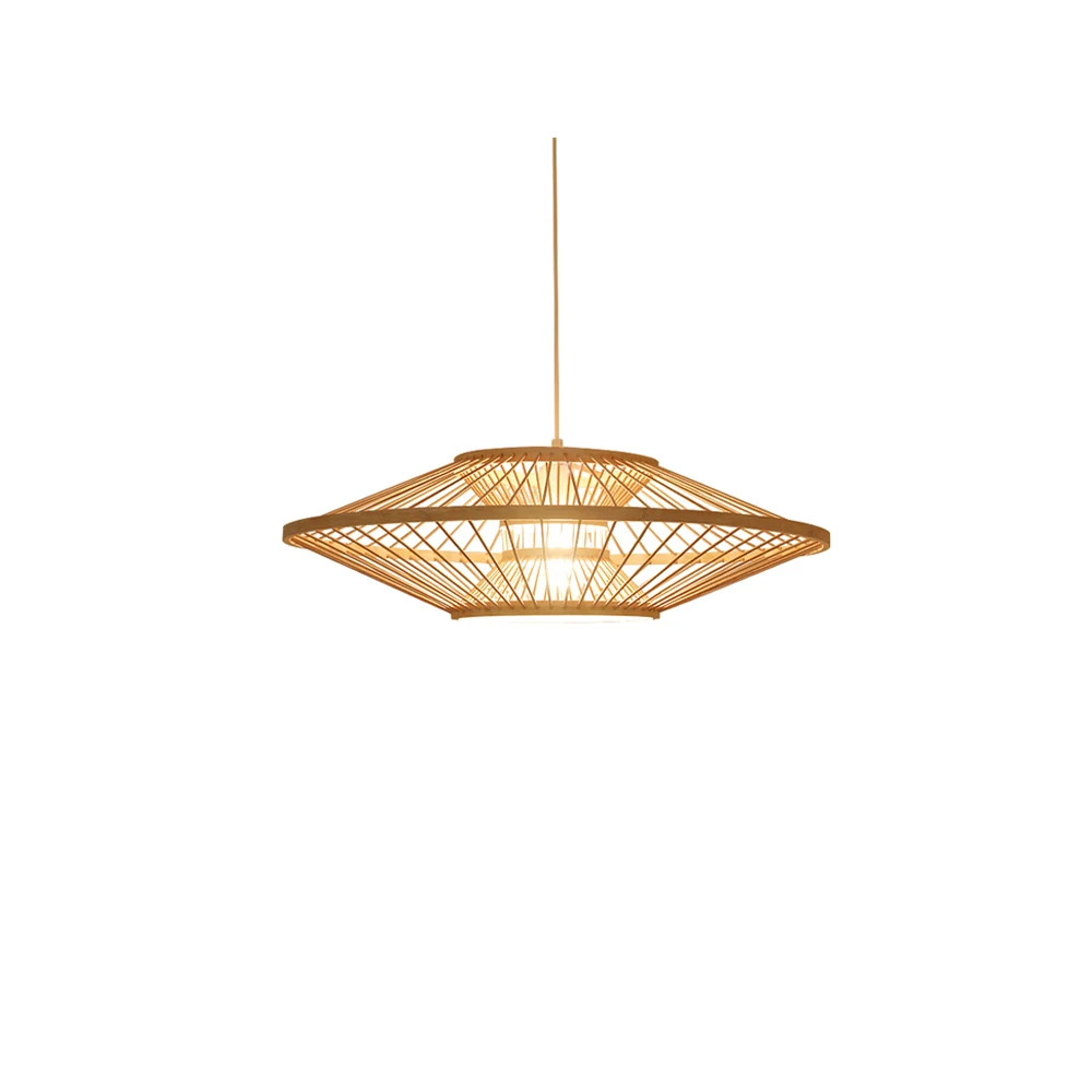 Imagem -04 - Modern Bamboo Chandelier For Kitchen Bedroom And Dining Room Luminária Abajur de Bambu Natural E27 Diâmetro 40cm Zk50