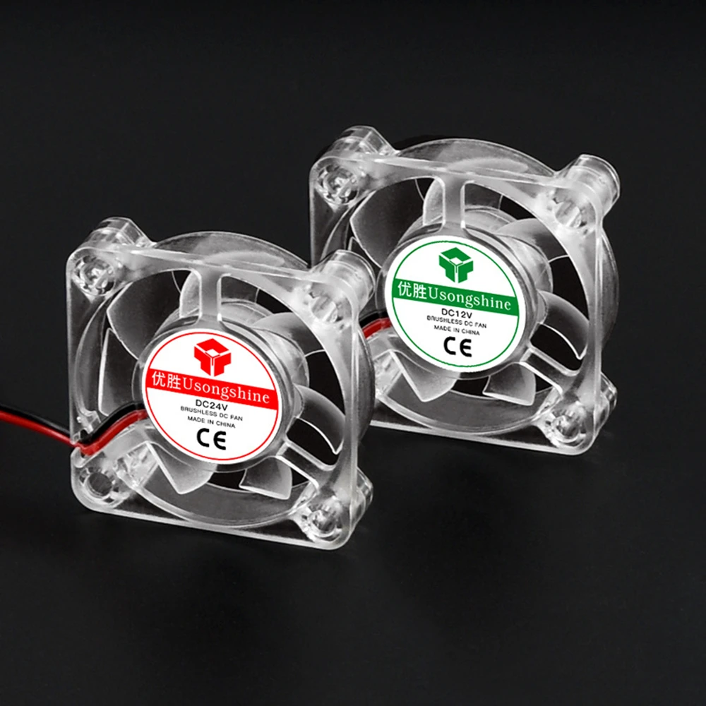 Cooling Fan Mini Transparent Hydraulic Fan 3010 4010 12V/24V  with LED Light High Quiet Exhaust Fan 3D Printer Parts