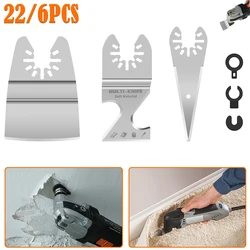 22/6PCS Multitool Scraper Oscillating Saw Blade 3in1 3sided Scraper and Hook Knife Blade and Rigid Oscillating Scraper