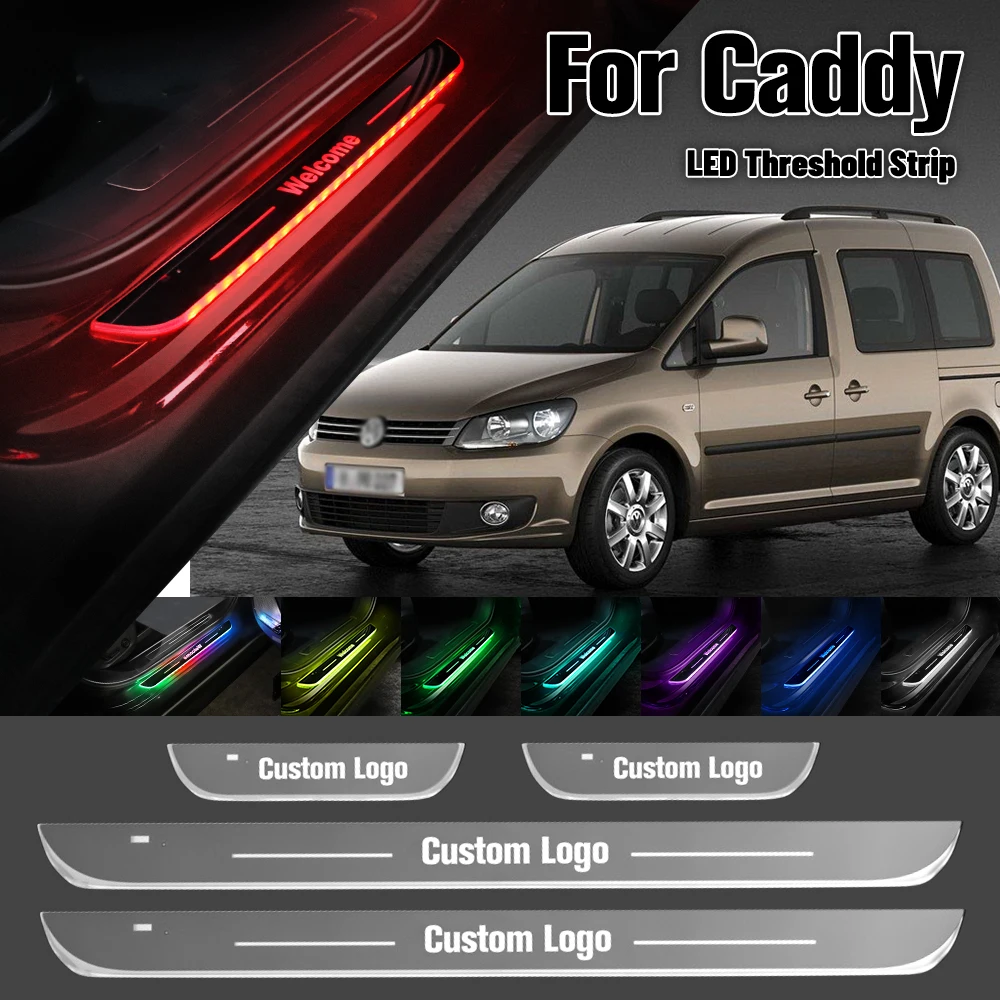 Voor Volkswagen Vw Caddy 1995-2023 Autodeur Dorpel Licht Aangepast Logo Led 2015 2017 Welkom Drempel Pedaal Lamp Accessoires