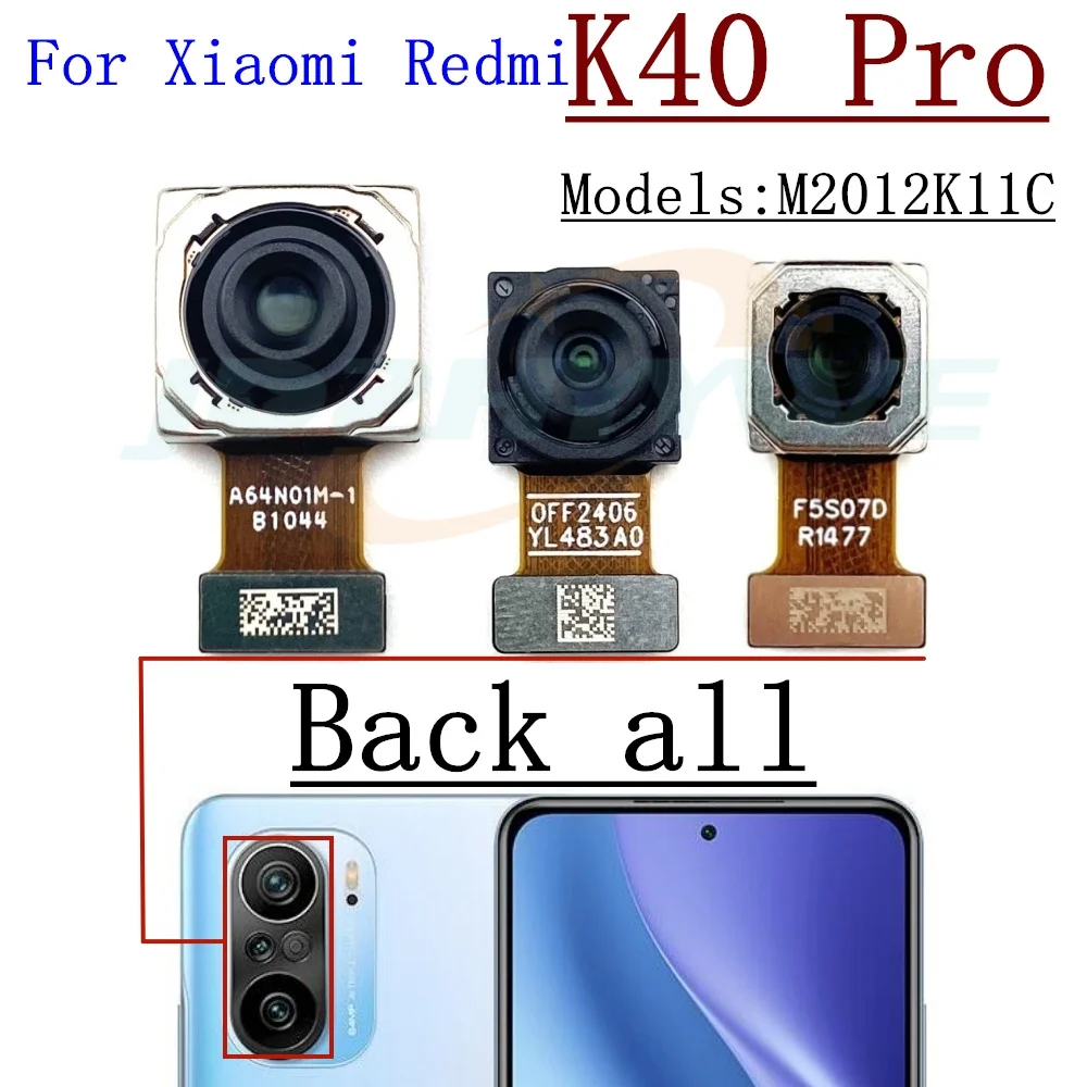 샤오미 레드미 K40 프로 K50 프로 K40Pro K50Pro 용 전면 후면 카메라, 전면 셀카 와이드 매크로, 후면 메인 카메라 플렉스