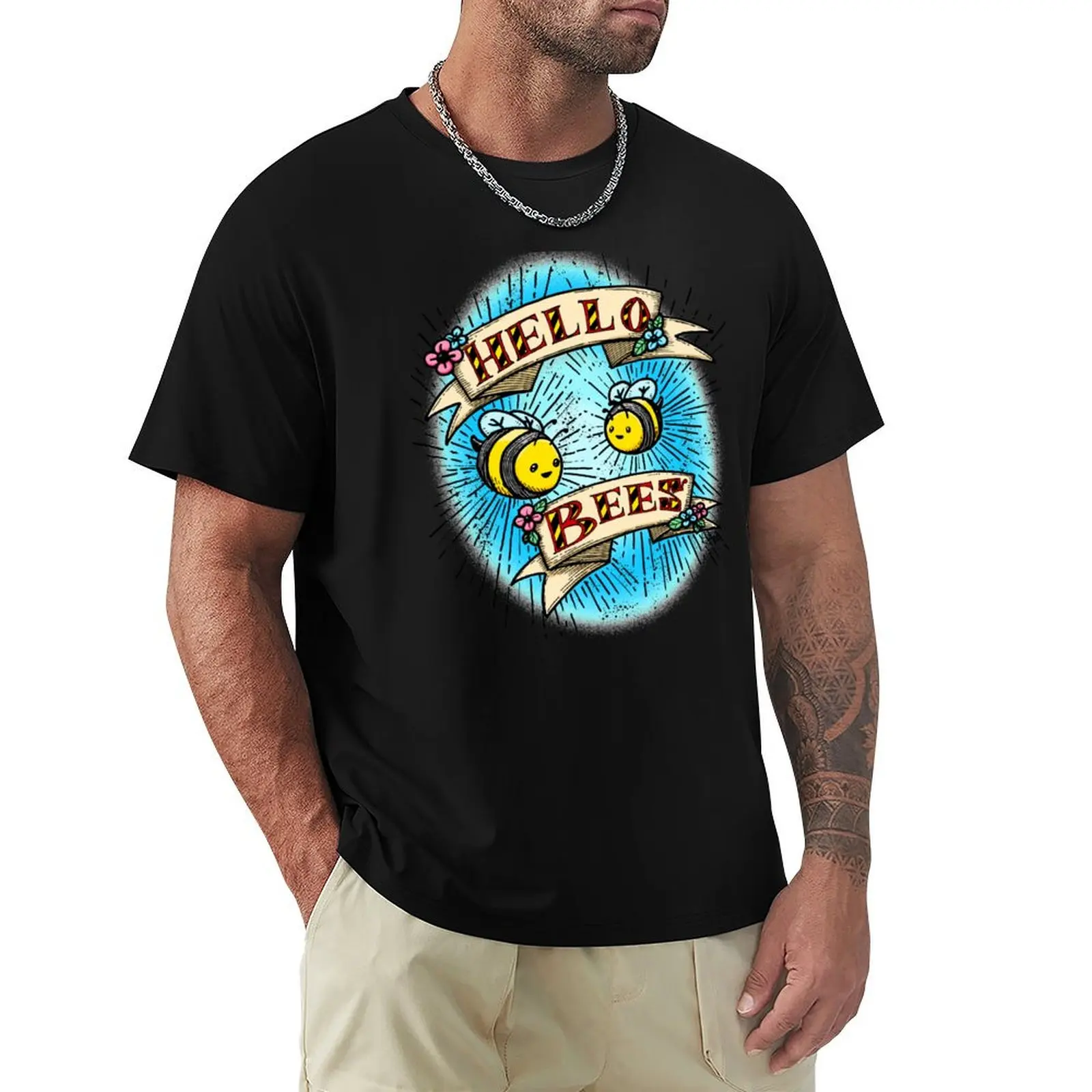 

Hello Bees! Colorized T-Shirt Sweat Absorbing Sports Tee Shirt