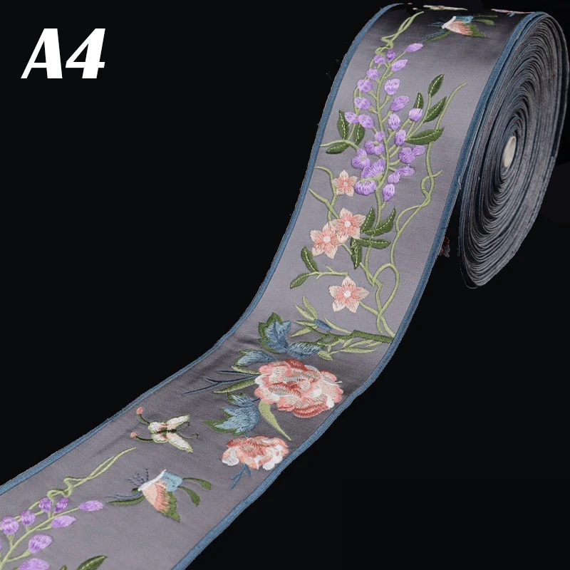 1m Chinese Style Embroidery Edge Ribbon Hanfu Ancient Dress Theatrical Costume Curtains Sofa Decor Fabric Strips Woven Belt