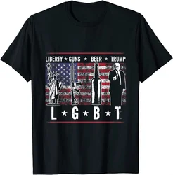 Liberty GunBeerTrump Print T Shirt Spoof Funny Gift TopsT-ShirtCasual Men's T-ShirtCasualWomen's Clothing Harajuku Fashion Tees