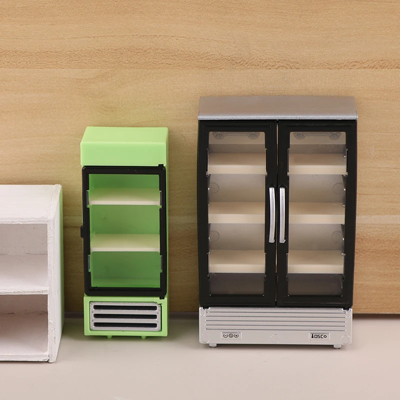 1/12 Dollhouse Simulation Refrigerator Freezer Model Miniature Ornaments Dollhouse Mini Furniture Accessories Decorative Toys