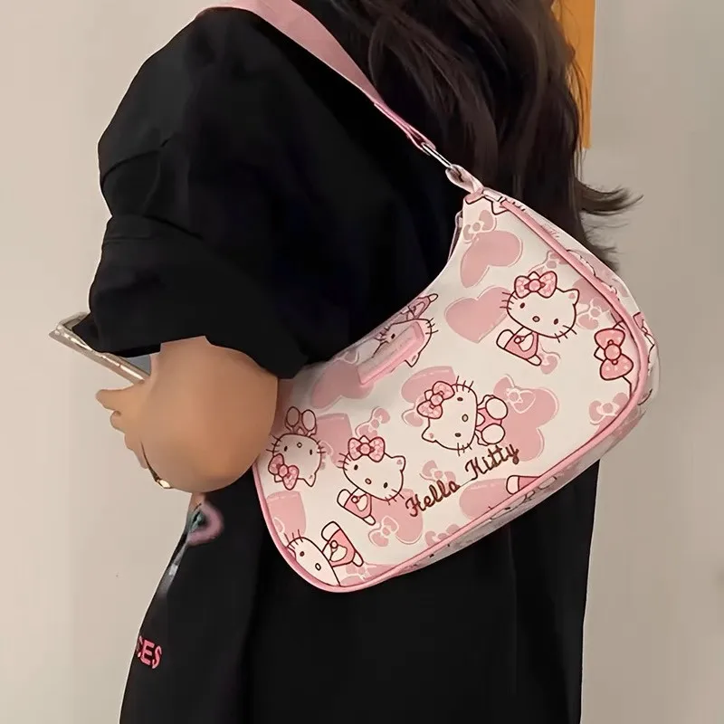 Miniso-Hello Kitty Underarm Bag para Mulheres, Sanrio, Kuromi, Mymelody, Messenger Tote, Cute Girls, Bolsas de Ombro, Bolsa, Y2K