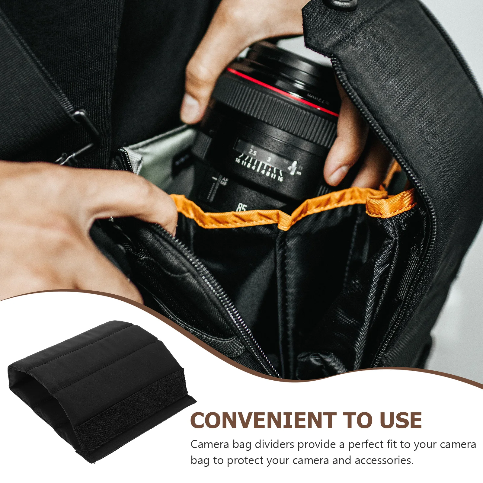 

2 Pcs Camera Bag Divider Holder Storage Body Handbag Liner Gray Suede Roller Partition