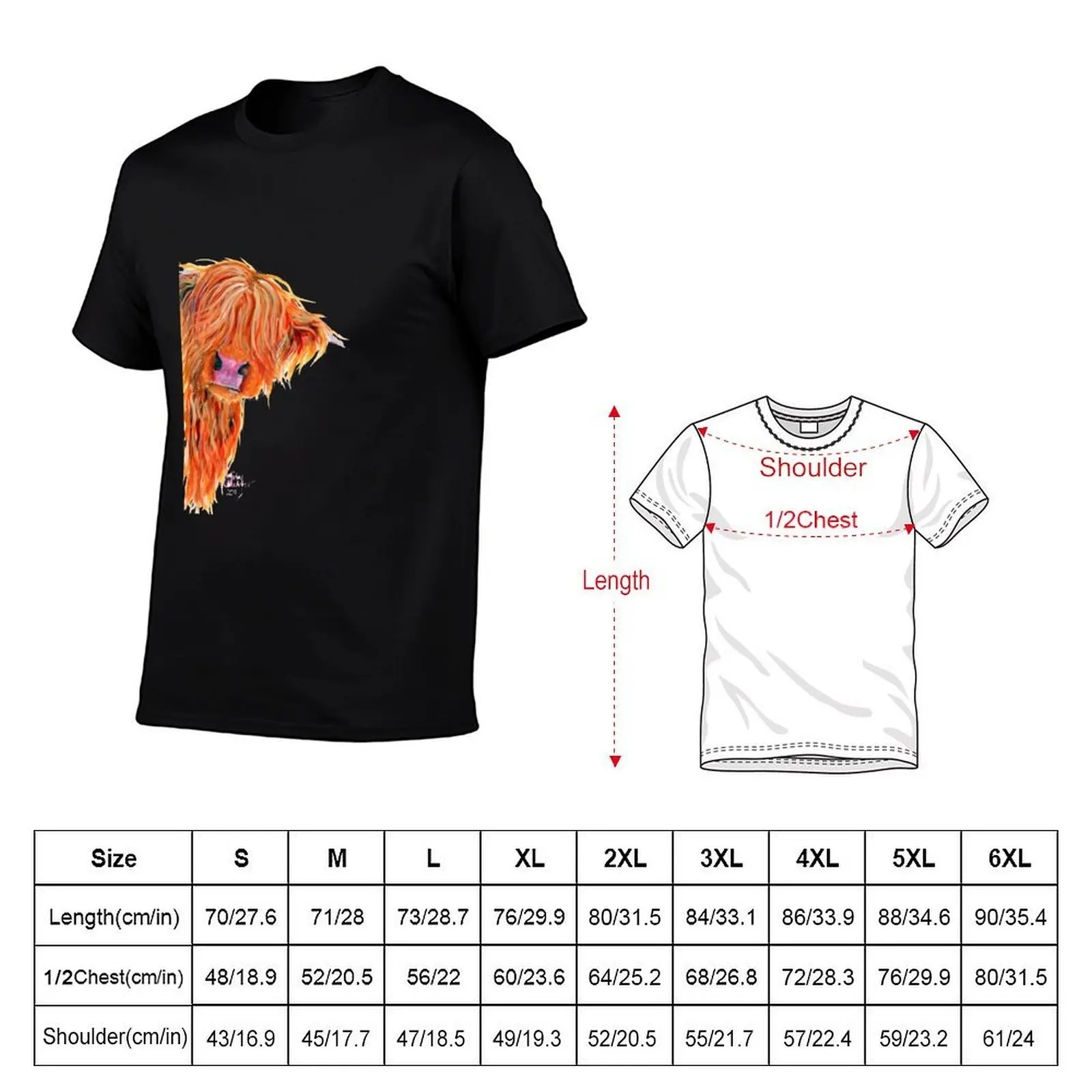HIGHLAND COW 'PEEKABOO' BY SHIRLEY MACARTHUR T-Shirt t shirts cotton 100% t shirt for man 100 percent cotton T-Shirt