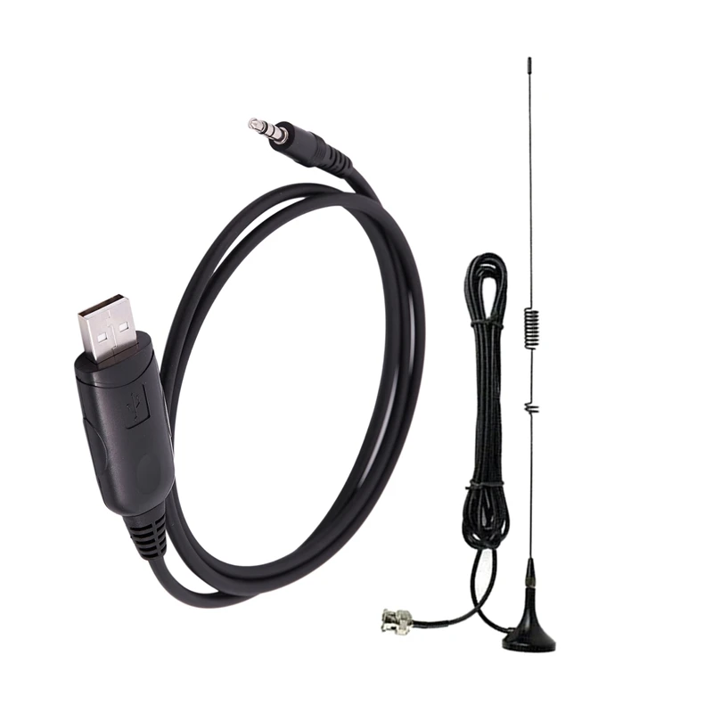 HFES 2 Pcs Talkie Accessories Black: 1 Pcs UT-106UV BNC Dual Band U+VHF Antenna For ICOM YAESU Kenwood BAOFENG Radio & 1 Pcs 3.5