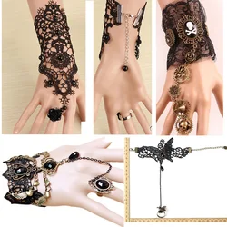 Hot Rose più nuovo Retro Gothic Women Lace Flower One Size Hand Slave Harness bracciale Chain regalo di gioielli di personalità femminile