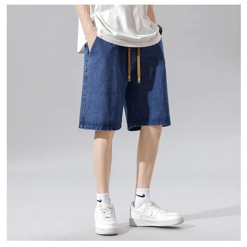 Summer Outdoor Cycling Comfortable Breathable Denim Shorts for Sports Men's Fashion Trend Loose Denim Five Quarter Shorts
