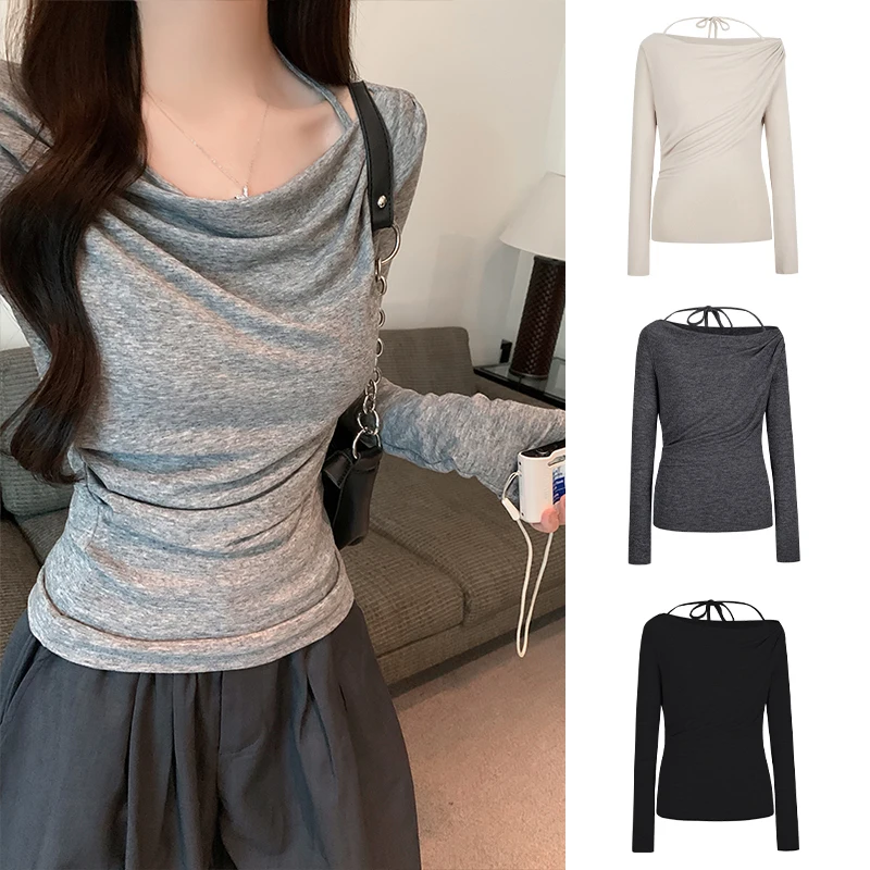 موسى الملكة مثير طويل Sve واحد الكتف Ne شنقا تي شيرت المرأة الرغبة النقية تصميم تنوعا صغيرة ence الأعلى #4