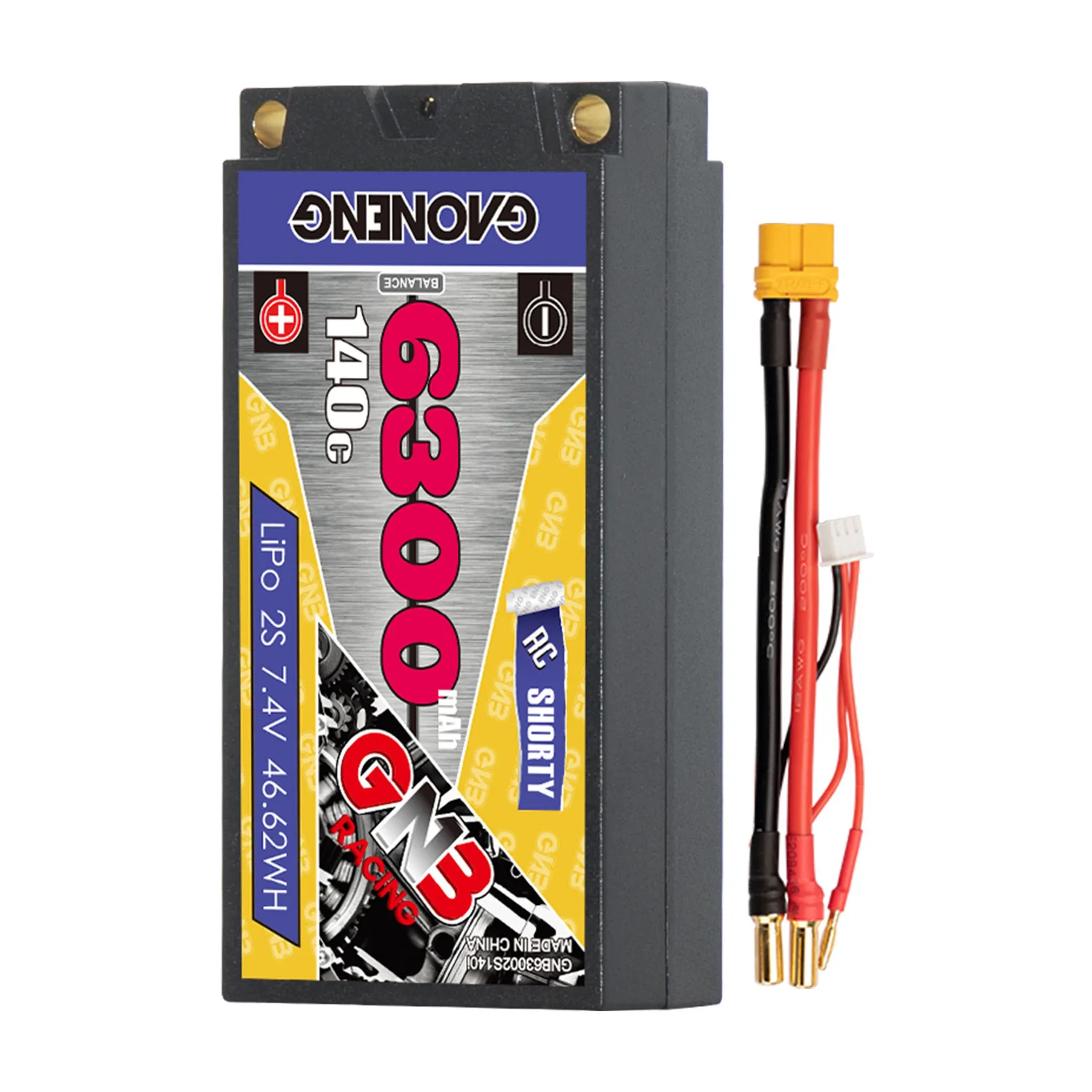 GNB 2S Shorty 7.4V 6300mAh 140C/280C RC Lipo Battery z 5mm Bullet Deans Ultra Plug do RC Car Truck Boat FPV Drones Parts