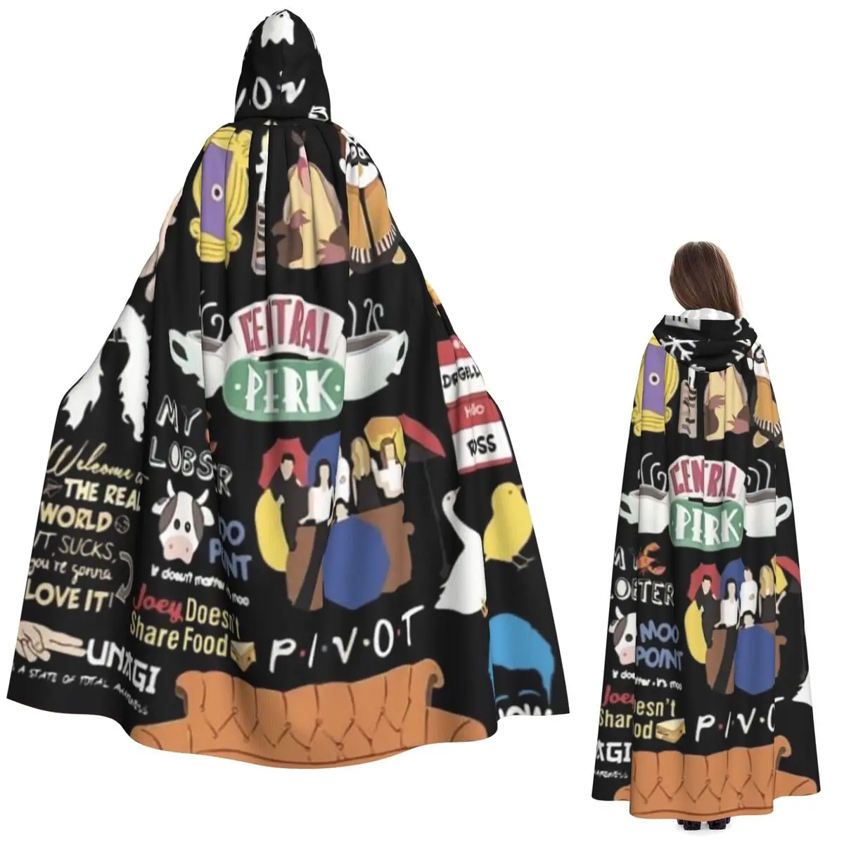 

Унисекс забавный коллаж для друзей, длинный плащ с капюшоном, средневековый костюм ведьмы, накидка для косплея, пальто на Хэллоуин для взрослых, унисекс