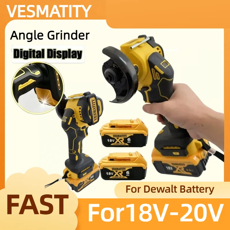Digital Display Angle Grinder Polishing Grinding Machine Cordless  Electric Cutting Tools  For Dewalt Battery