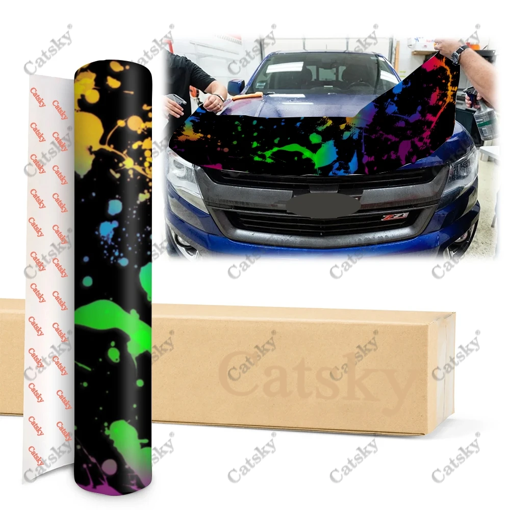 Color splash paint Car Hood Decals Self Adhesive Paint Stickers Car SUV Wraps Truck Graphics Car Hood Vinyl Decals