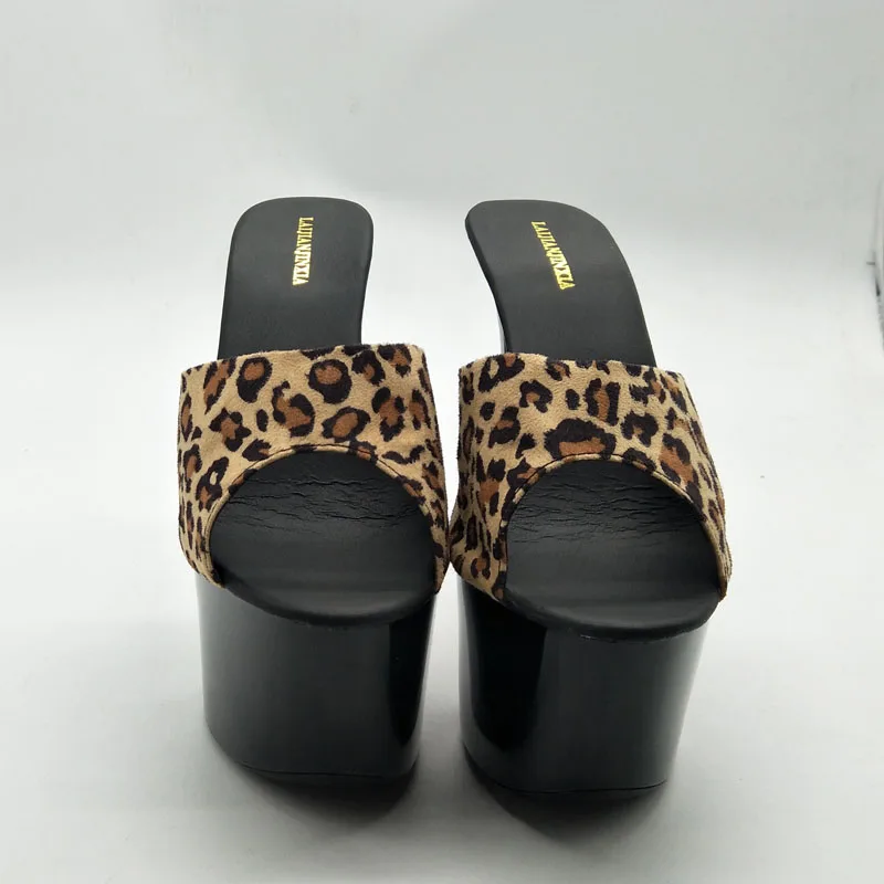 LAIJIANJINXIA New PU Sexy Exotic Pole Dancing Shoes Summer Women Slippers 17CM High Heels Size 34-46 G089