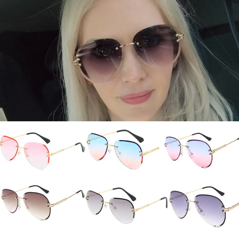 

Fashion Vintage Rimless Sun Glasses Women 2020 Luxury Ladies Sunglasses Shades Sunglasses Women Oculos Feminino Gafas