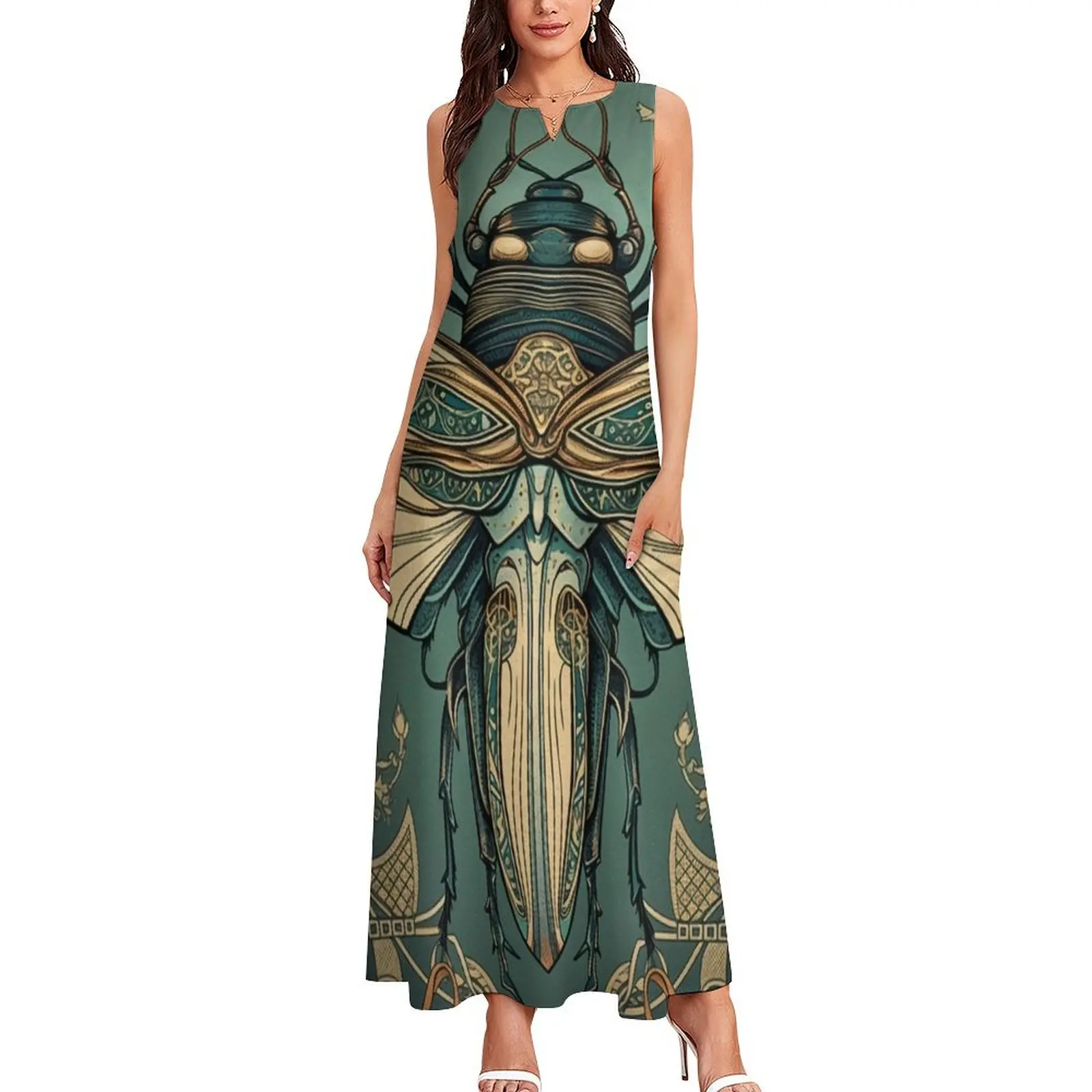 Art Nouveau Insect Cicada Design Variation #1 Long Dress dresses for womens Cocktail of dresses Dress