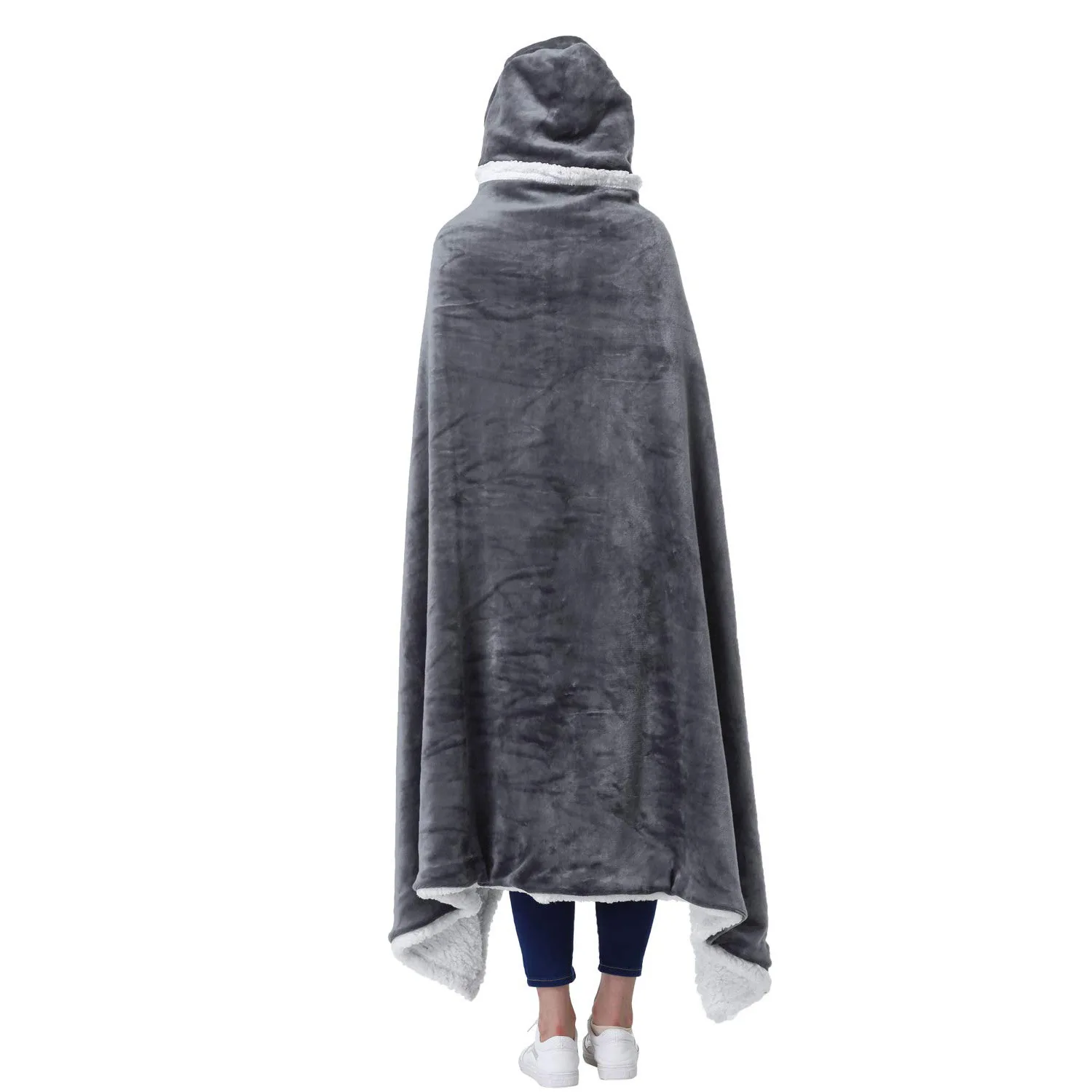 

Drop Shipping Winter Hooded Blanket Women Polyester Fleece Blanket Warm Thick Hooded Leisure Robe For Adult