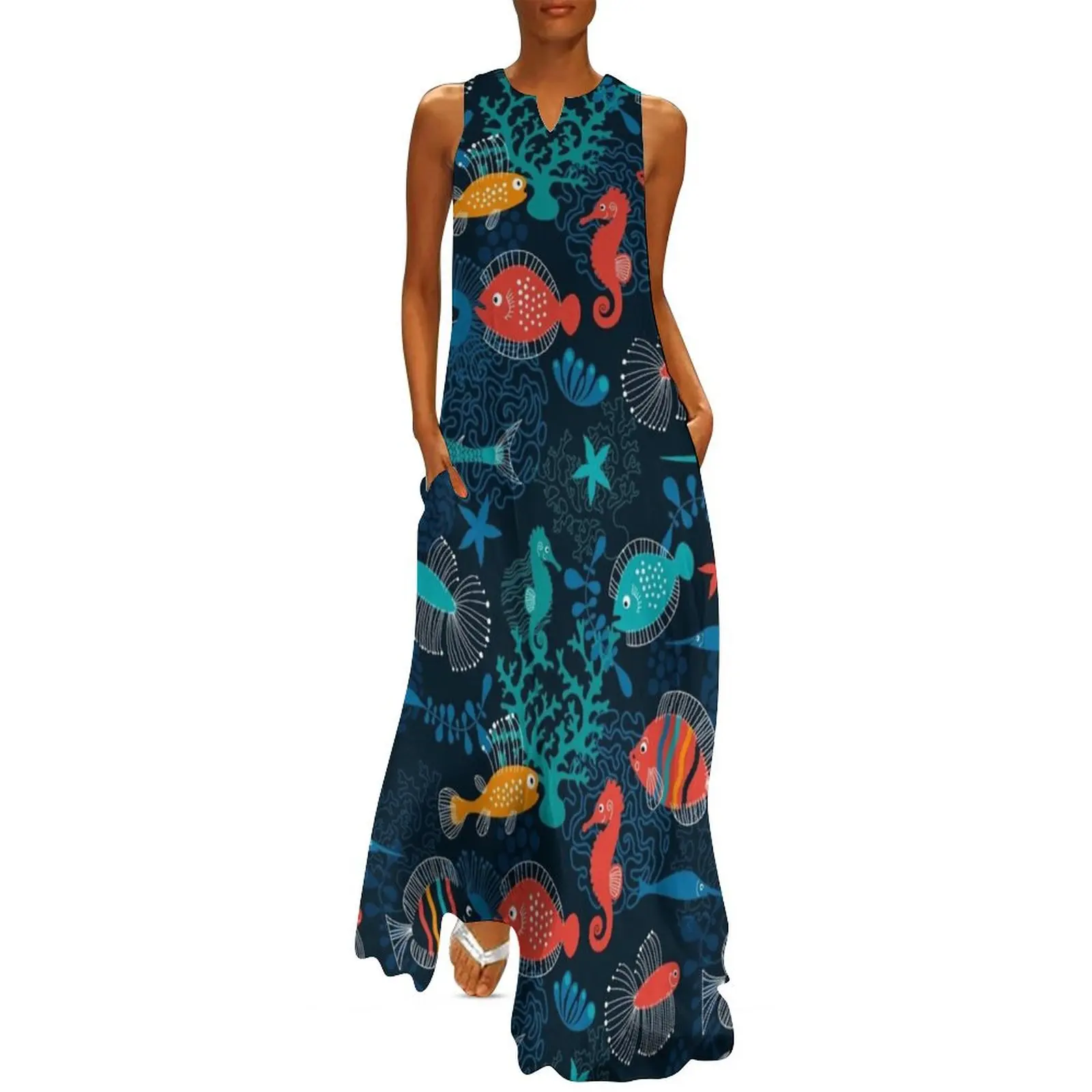 

Tropical Fish Under the Sea Long Dress Long dresses summer dress korean women dresses korean style Dress