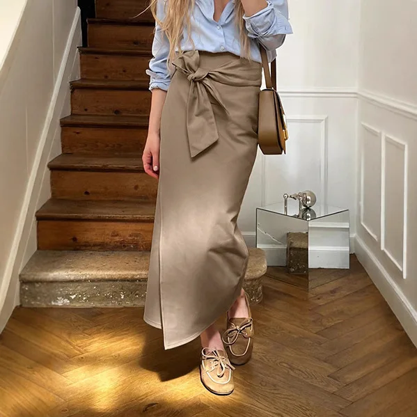 

Элегантные офисные женские облегающие юбки, винтажное платье на шнуровке с высокой талией, осень-зима 202, новая модная уличная одежда, повседневные платья