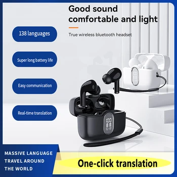 Bluetooth5.3 voice translator earphone wireless 144 languages ​​translate headphone real time smart travel voice translation headset