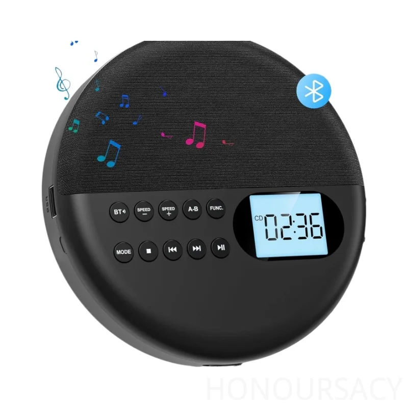 

Умный CD-плеер с защитой от прыжков, двойной стерео музыкальный проигрыватель Walkman, портативные двусторонние динамики Bluetooth5.0, MP3-плеер со светодиодным экраном