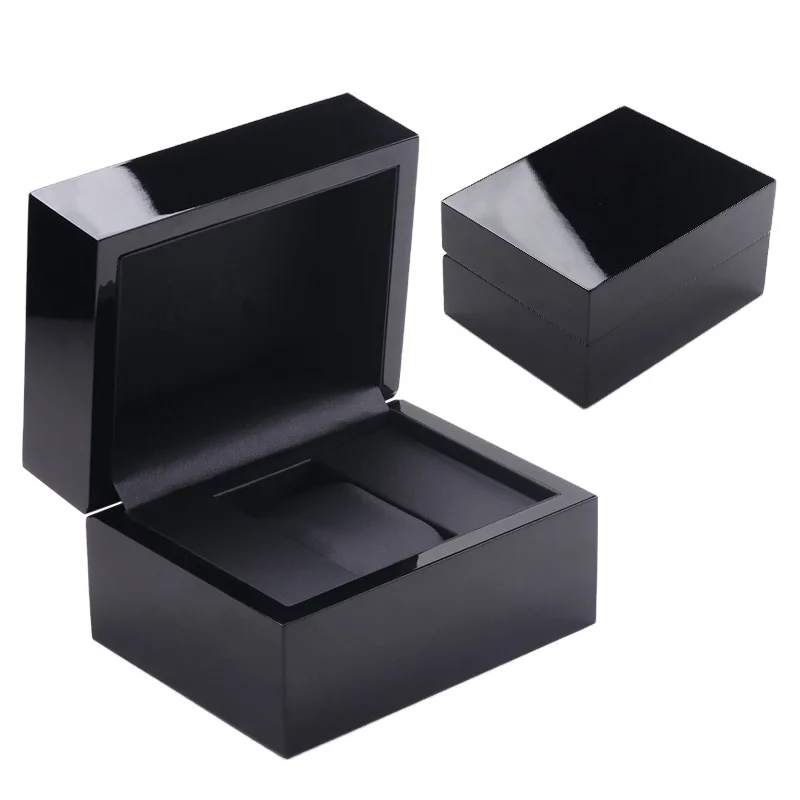 

Fast Shipping Low MOQ Custom Logo Luxury Glossy Black Wooden Watch Gift Box