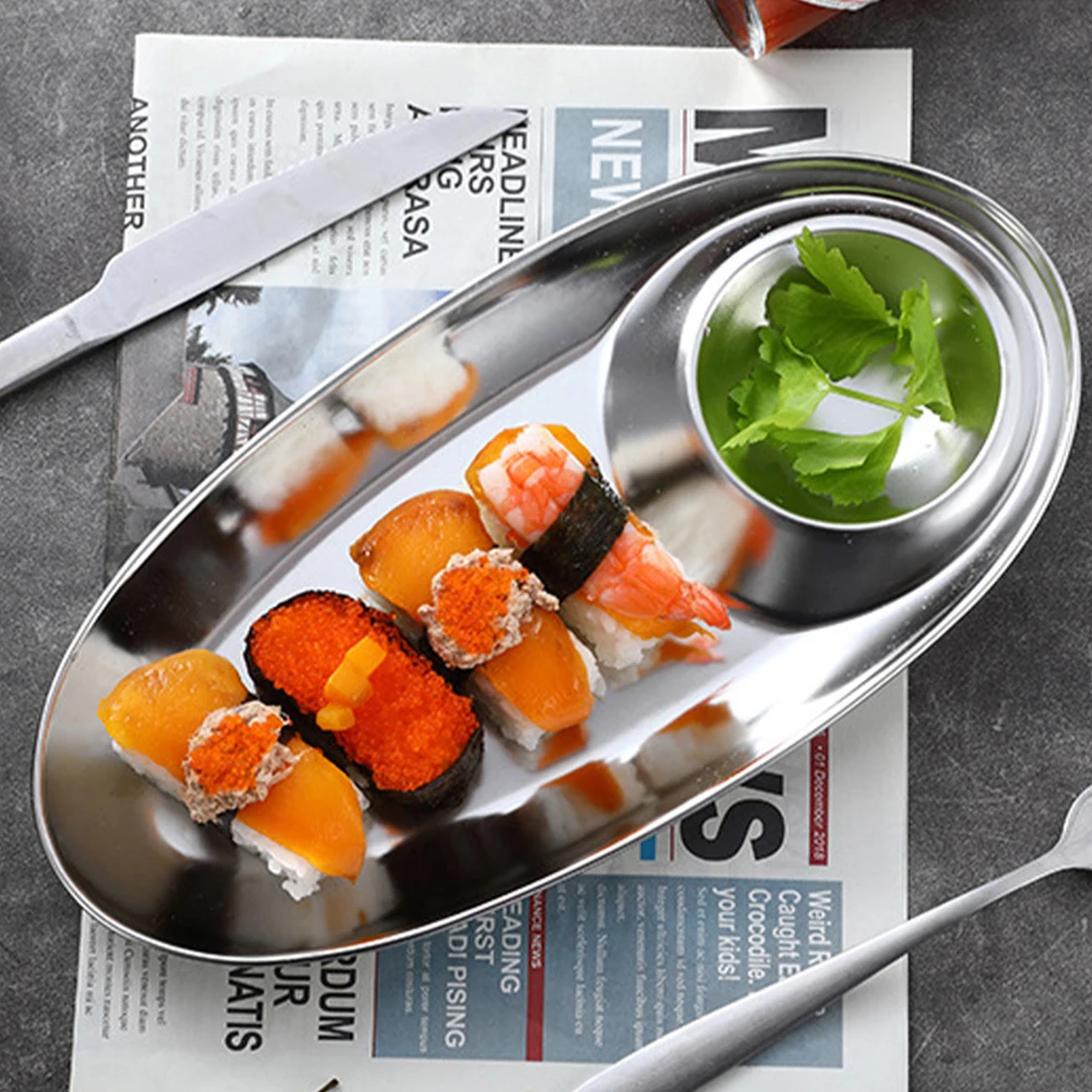 

2pcs Stainless Steel Snack Plates Compact Sauce Containers Ideal Kitchen Restaurant Serving Bowls Dip Dishes