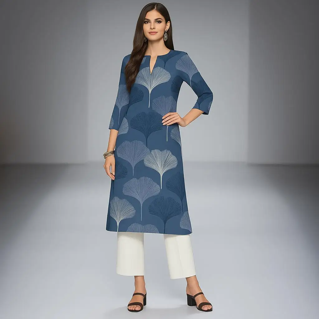 Muslim Women's Casual Fashionable And Comfortable Kurt Dress Straight Tube Casual Ethnic Round Neck Marokkanische Kleider Kaftan