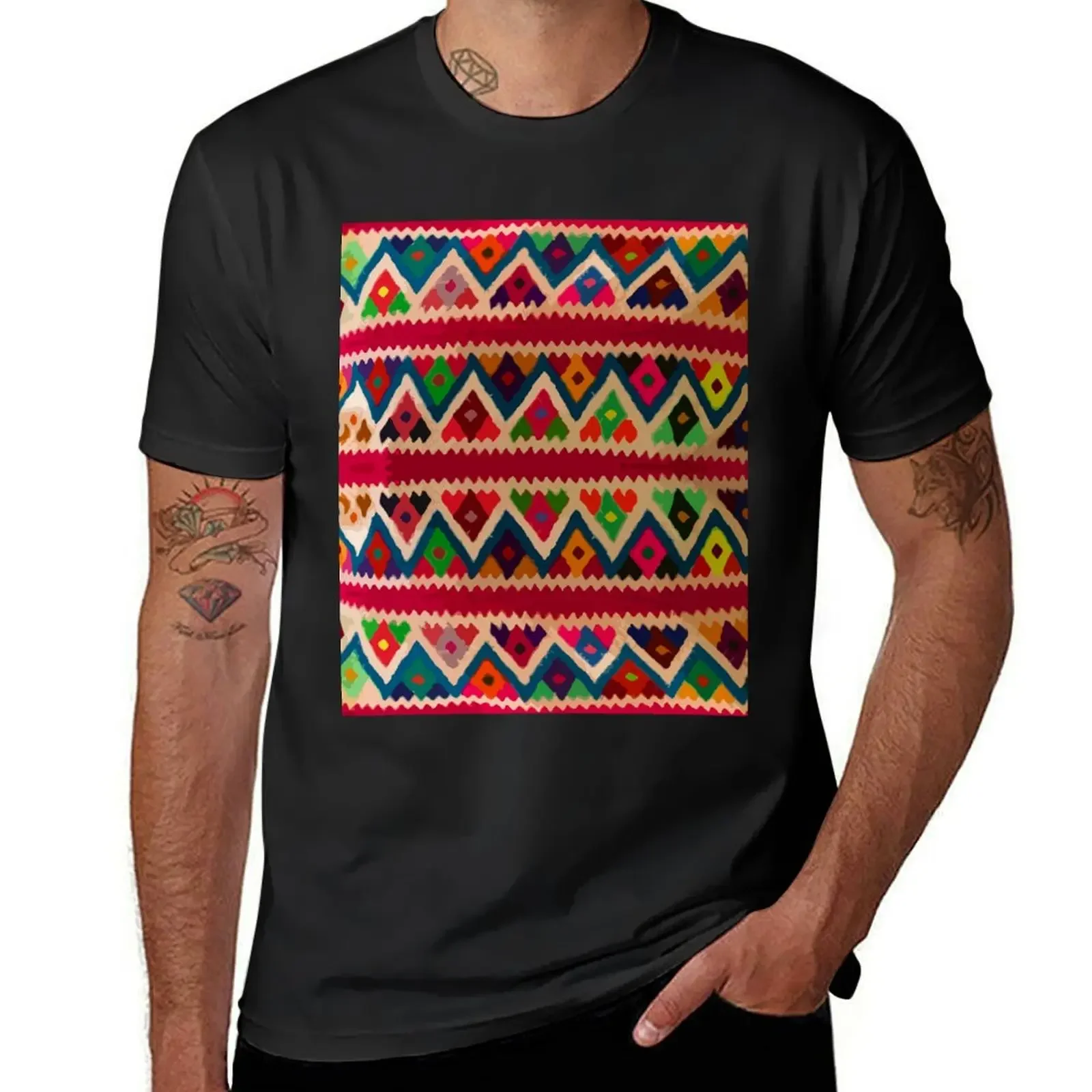 

Chevron multicolor dopamine dressing vibrant textile T-Shirt cheap stuff designer shirts quick-drying men t shirts