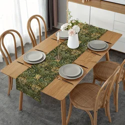 1pc Table Runner William Morris Floral Table Runner, Vintage Flower Linen For Home Dining Holiday Party Table Decor Tablecloth