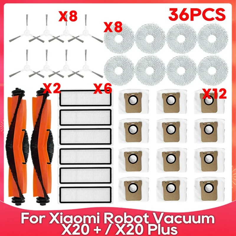 For Xiaomi Robot Vacuum X20 + / X20 Plus Parts Accessory Main Side Brush Hepa Filter Mop Cloth Dust Bag