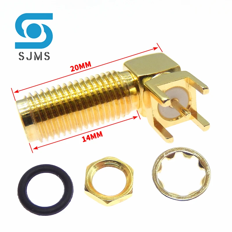 2/5PCS Long 20mm SMA Female Thru Hole plug RF Antenna Socket Right Angle 90 Degree ( SMA-KWE ) PCB Mount Connector RF Adapter