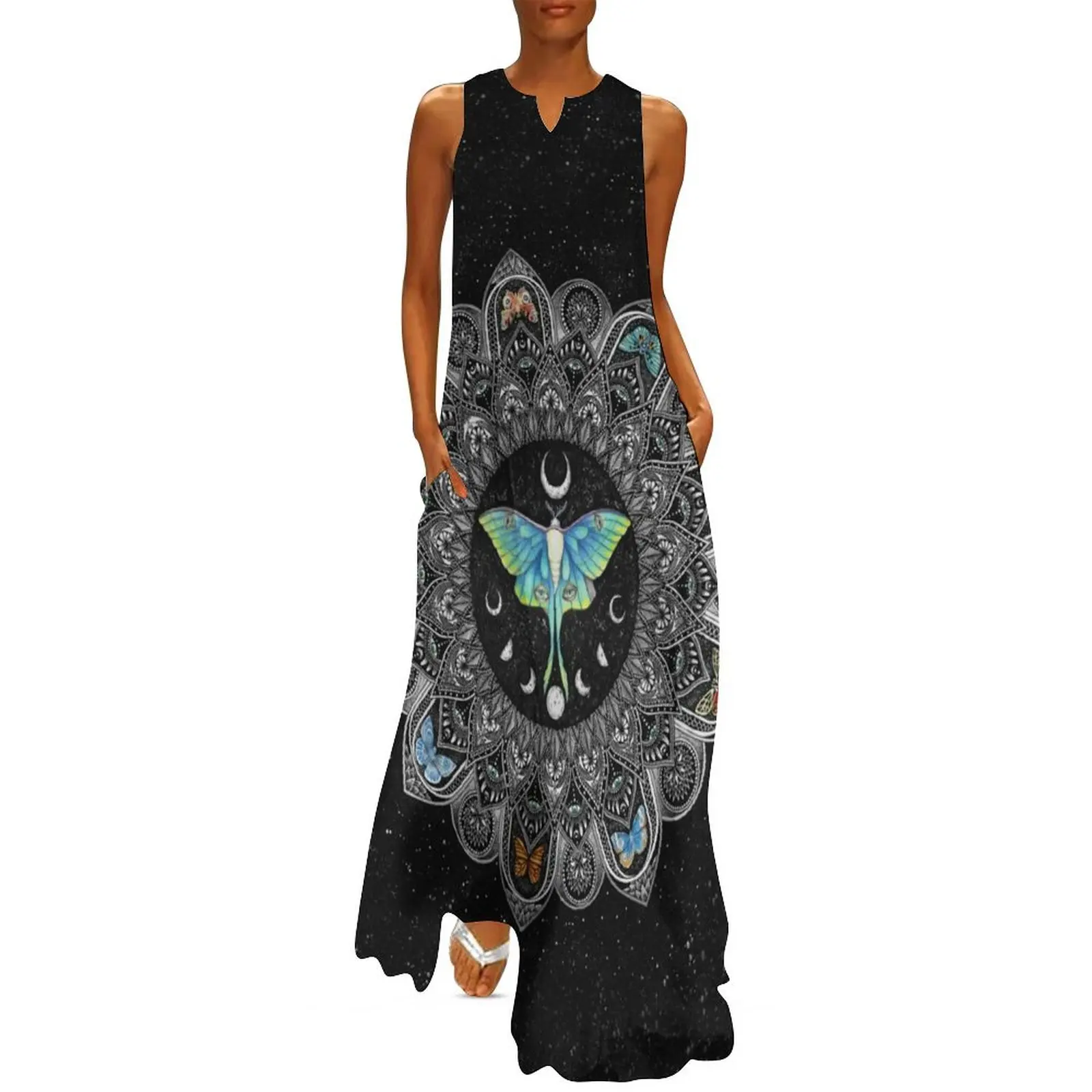 

Lunar Moth Mandala with Background Long Dress dresses for special events party dress women elegant luxury Dress