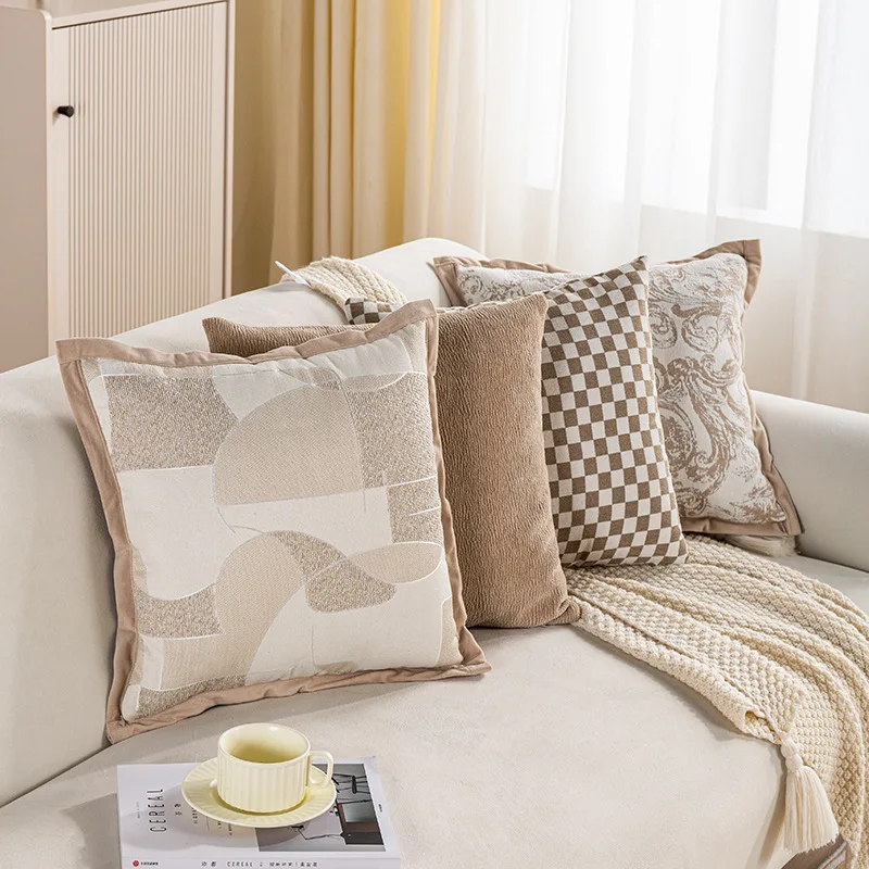 

Modern Simple Embroidered Pillow Living Room Sofa Bedroom Headboard Sample Room Light Luxury Polyester Fabric Home Decor