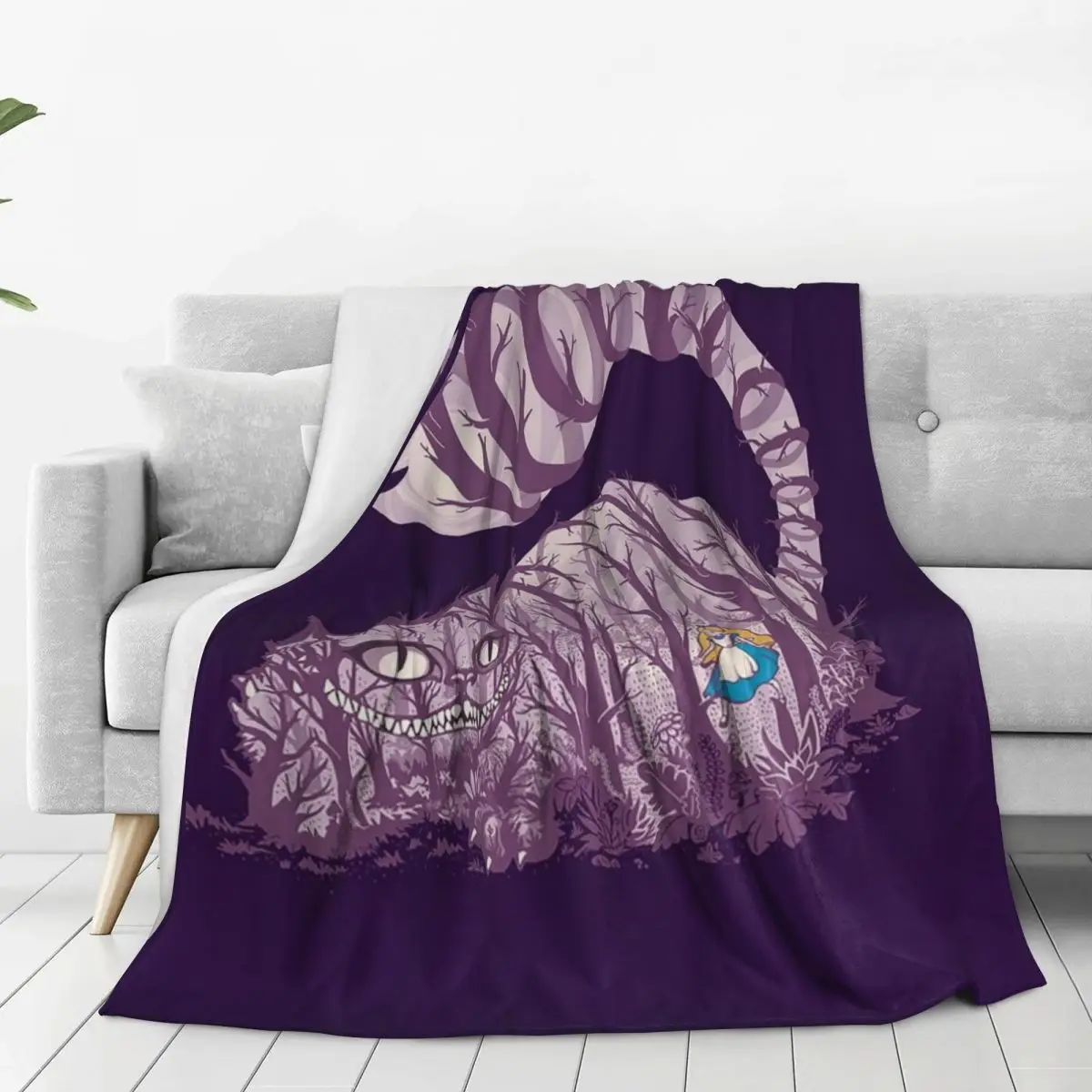 Inside Wonderland (Cheshire Cat) Blankets Flannel Warm Sofa Throw Blankets For Couch Bedding Outdoor Throws Bedspread Quilt