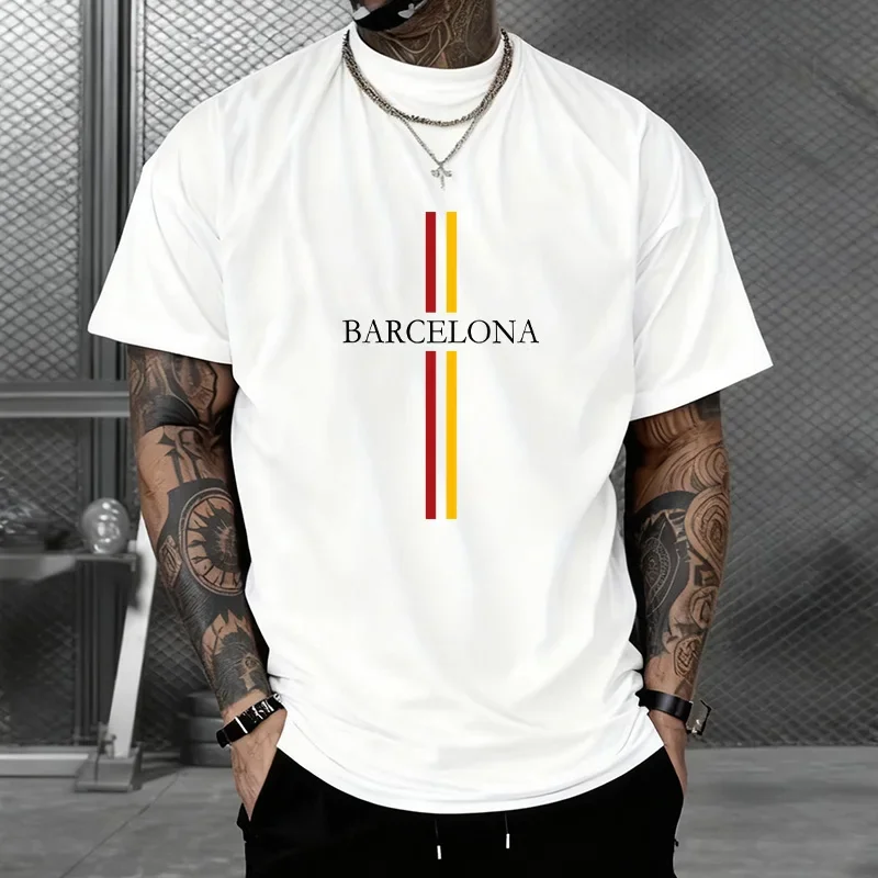 

New in Mens T-shirt Cotton Print Short Sleeved Daily Casual Tees High Quality Gym Sports Jogging Man Clothing Loose Soft T-shirt