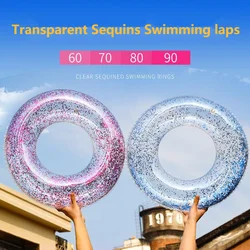 Transparente Glitter Piscina Float Natação Anel Adulto Crianças Piscina inflável Tubo Boy Girl Water Sport Fun Acessório Swim Laps