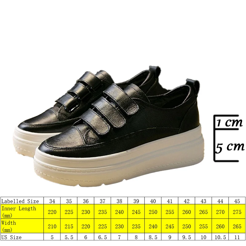 Fujin 8cm Hook Loop Women Sneakers Platform Genuine Leather White Classical Slip on Spring Autumn Wedge Heel Shoes Vulcanzied