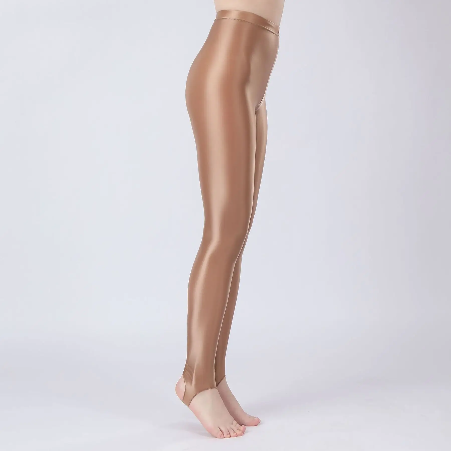 กางเกงเลกกิ้งรัดรูปเอวสูงแบบมีซิปที่เป้า ผิวมันเงา สำหรับผู้หญิง สไตล์เซ็กซี่ เหมาะสำหรับออกกำลังกาย