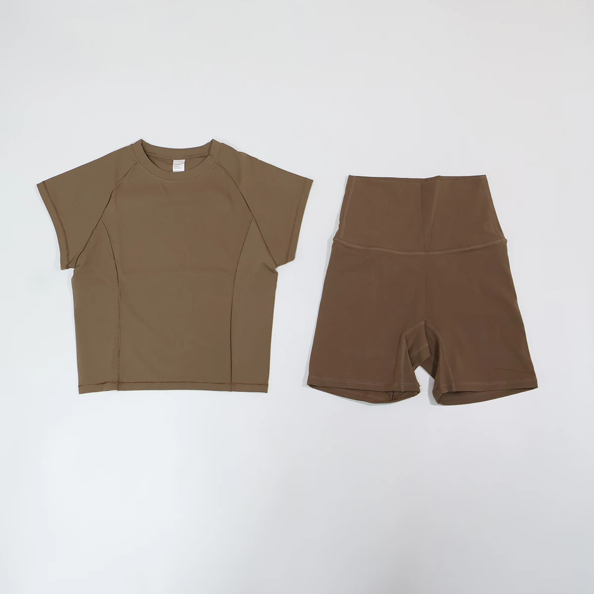 Sommer Damen Zweiteiliges Fitness-Set Kurzärmliges Schnelltrocknendes Yoga-Outfit für Outdoor-Laufsport Damen 2-Teiliges Sportset – Detail 5