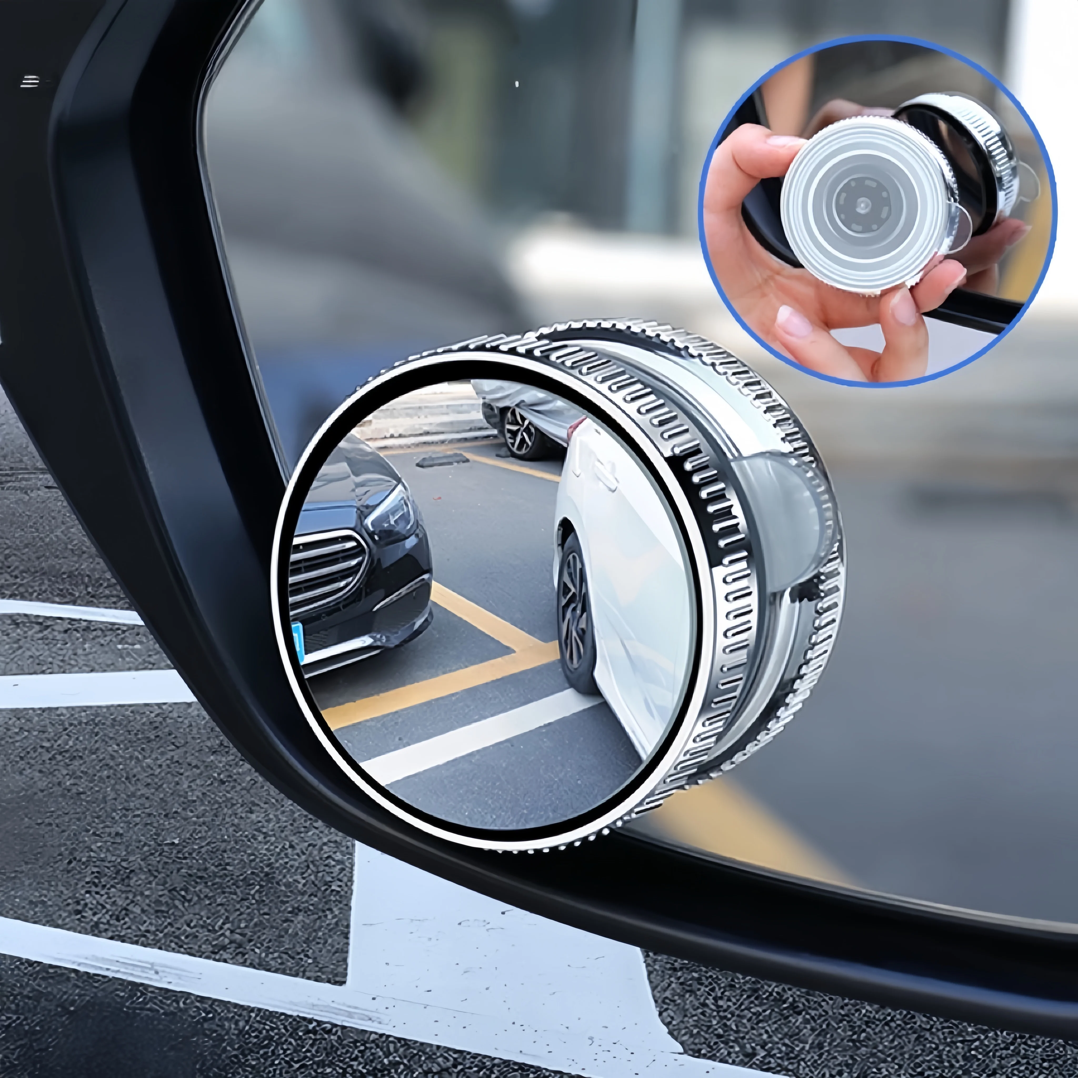 

Car Rearview Sucker Mirrors 360 Blind Spot Mirror Adjustable Round Frame Wide-angle Rearview Auxiliary Convex Mirror