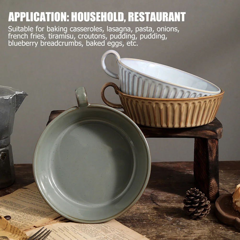 

Ceramic Dish Retro Style Multi-Use Serving Tray for Baking Lasagna Pasta Pudding Snack Fruit Breakfast Casserole Salad Bowl