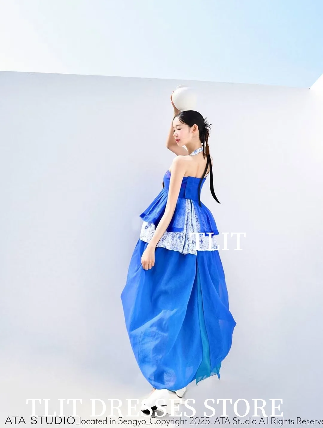 TLIT – robe de soirée élégante en mousseline de soie, bleu clair, à plusieurs niveaux, fine bretelles Spaghetti, robe de soirée spéciale, ligne a personnalisée, sans bretelles